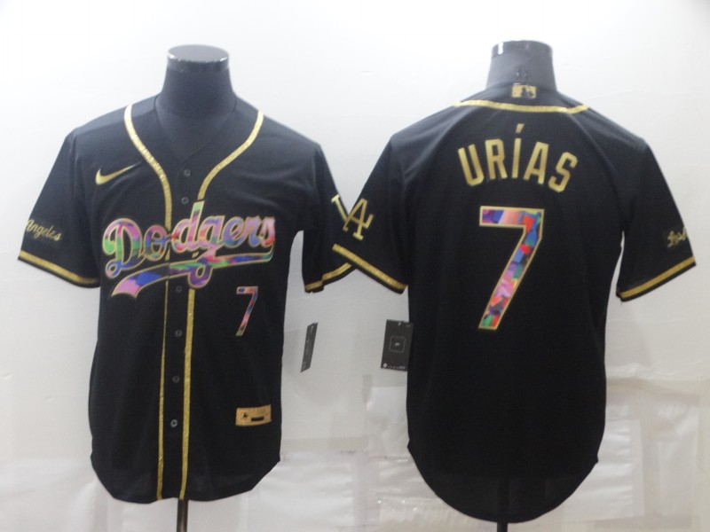 Men's Los Angeles Dodgers #7 Julio Urias Black Golden Stitched Baseball Jersey Men's Los Angeles Dodgers #7 Julio Urias Black Golden Stitched Baseball Jersey